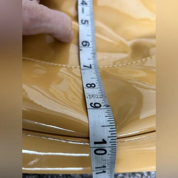 Kelly & Katie Faux Patent Leather Shoulder Purse in Muted Yellow Gold - Picture 6 of 10